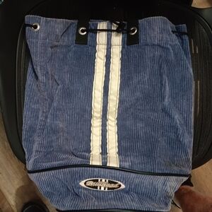 Bullhead Blue and White Corduroy Pants with Vertical Stripes